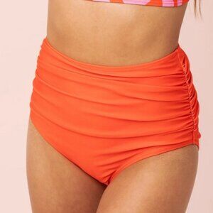 NWT Nani Swimwear Ruched Highrise Bikini Bottom in Stella Orange, L